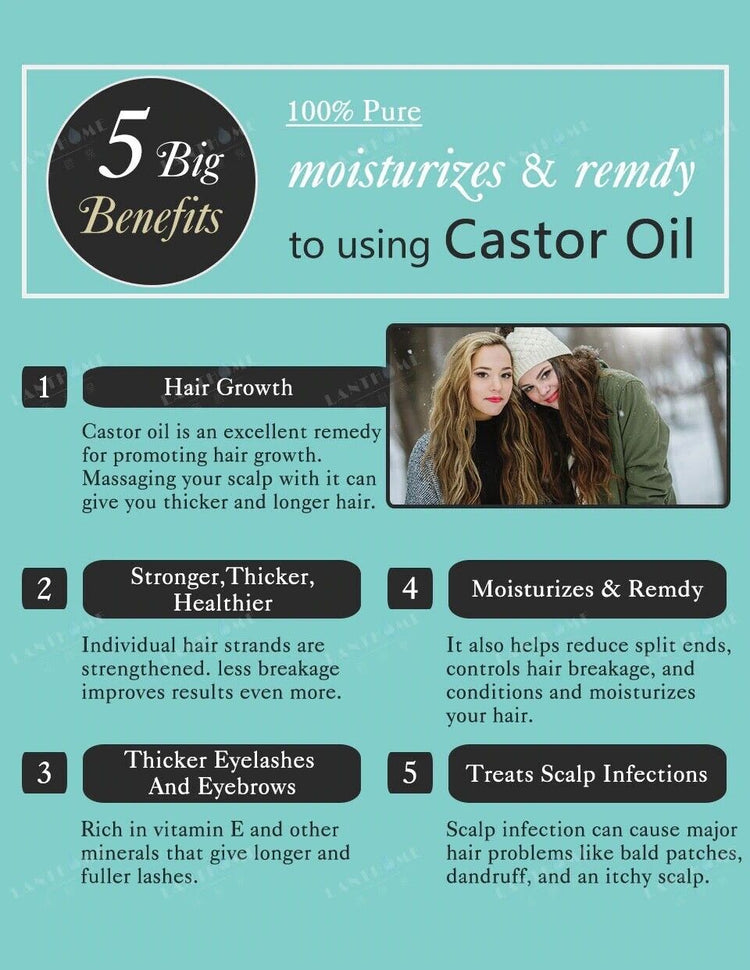 New 100% Pure Organic Castor Oil for Eyelashes Eyebrow Hair Growth Body Care Oil