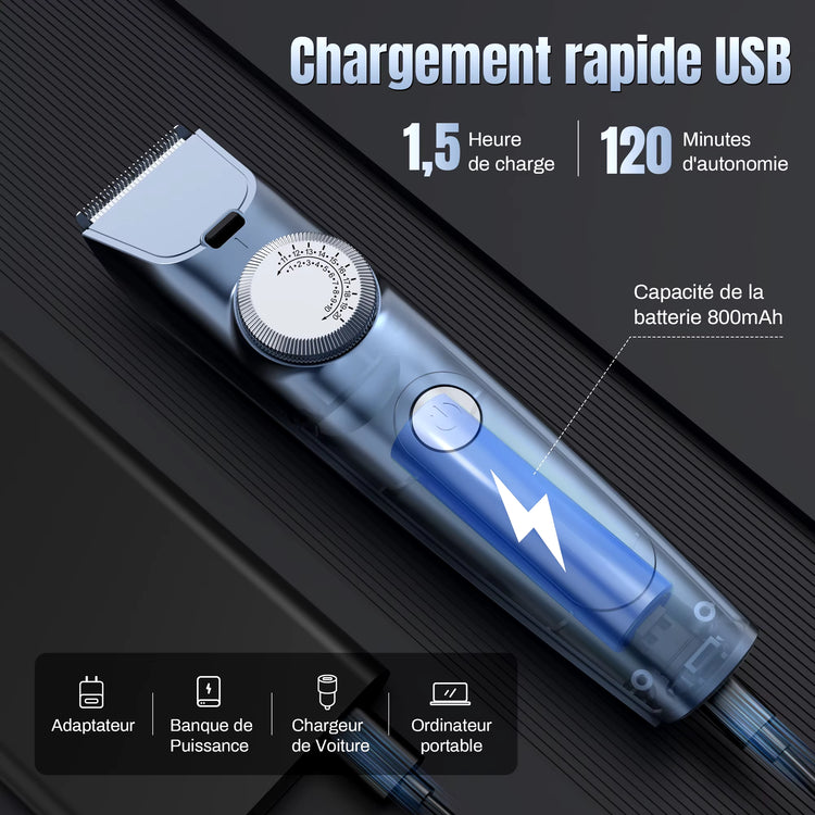 Professional Electric Hair Clipper Men Cordless Hair Trimmer Rechargeable LED Display IPX7 Adjustable Speed Hair Cutting Machine