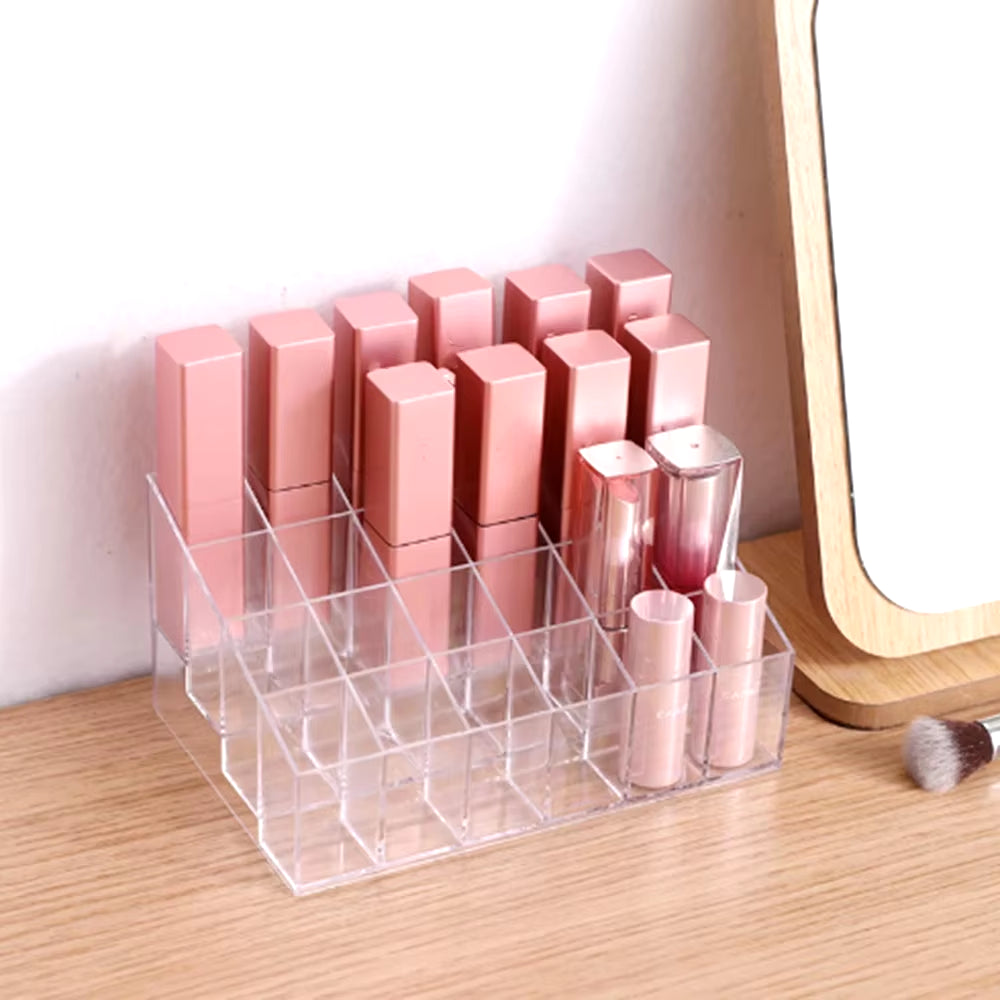 24 Lipstick Makeup Organizer Storage Display Cosmetic Stand Holder Rack