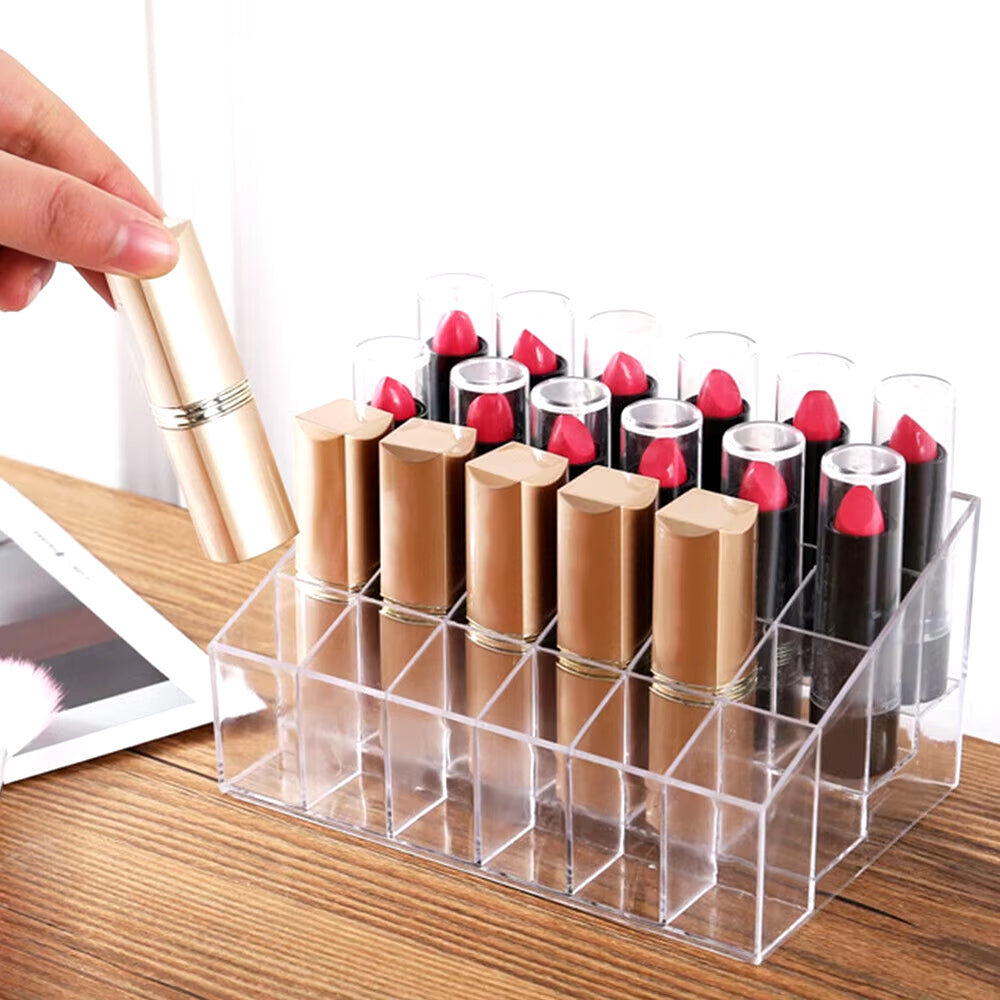 24 Lipstick Makeup Organizer Storage Display Cosmetic Stand Holder Rack