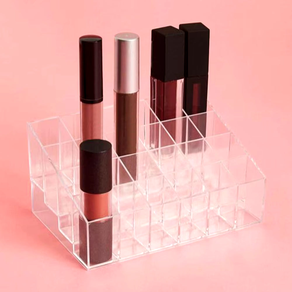 24 Lipstick Makeup Organizer Storage Display Cosmetic Stand Holder Rack