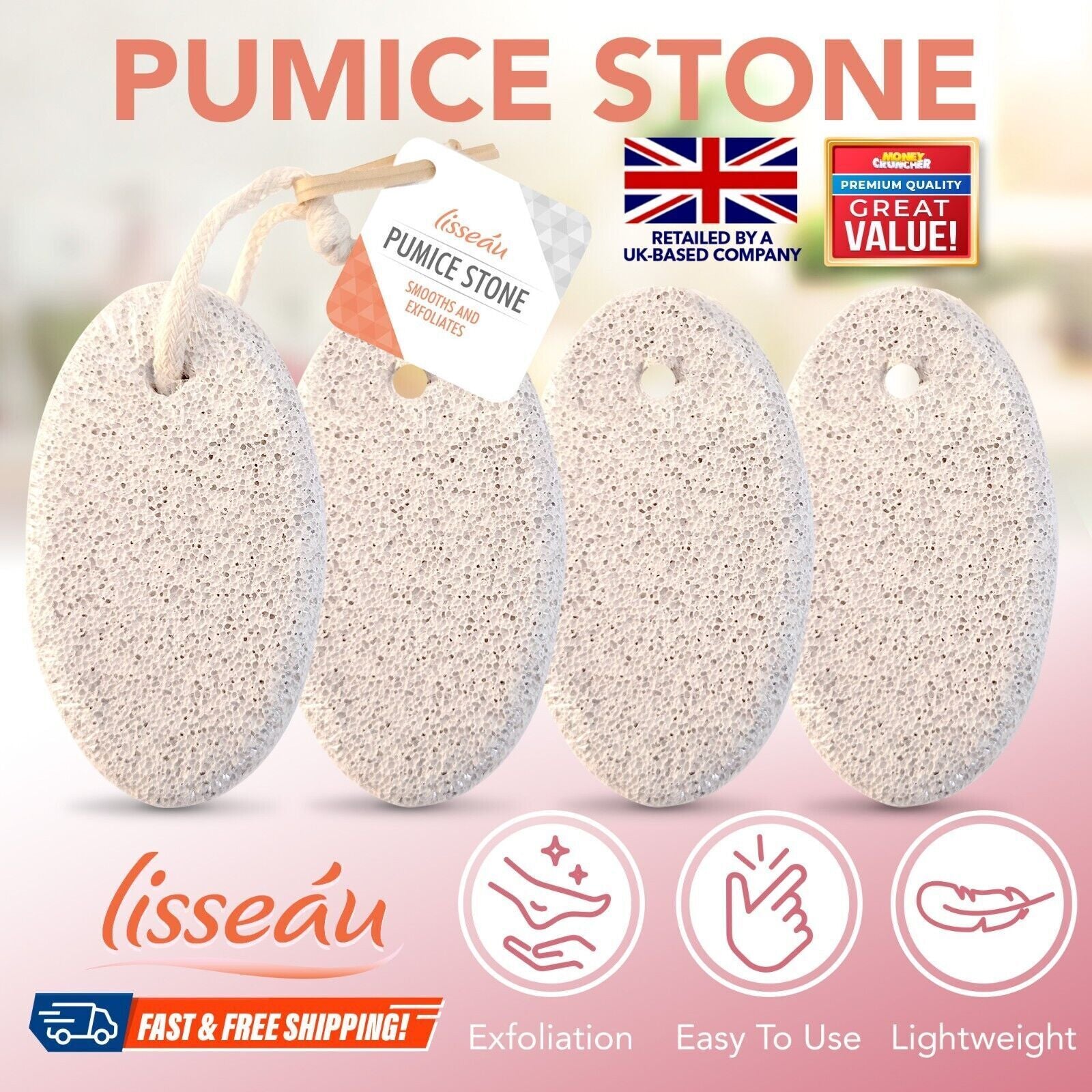 2Pk Natural Pumice Stone for Feet | Hard Dead Skin Callus Remover Exfoliate Foot