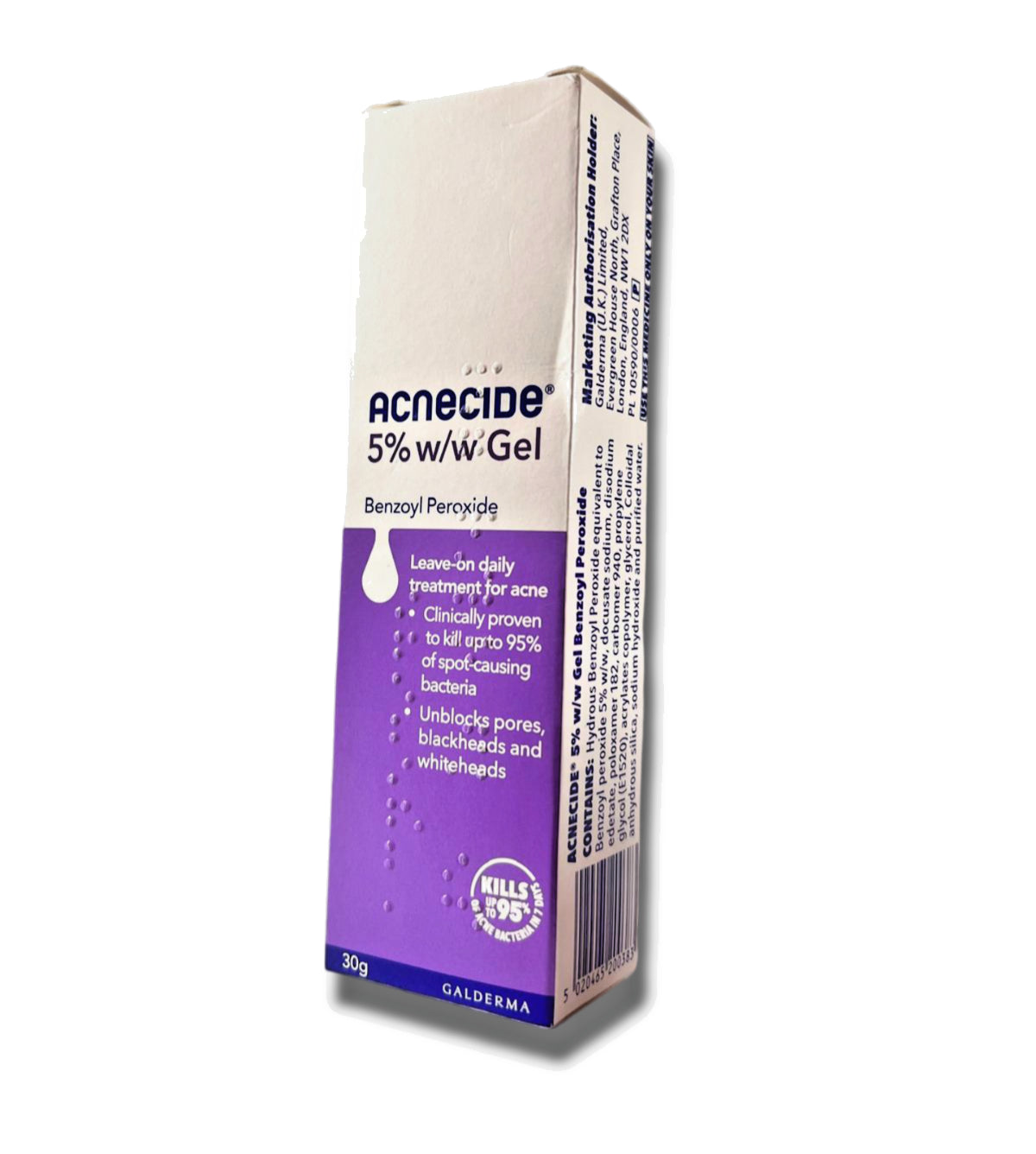 Acnecide 5% Gel Benzoyl Peroxide - 30G- Treatment for Acne & Blemishes