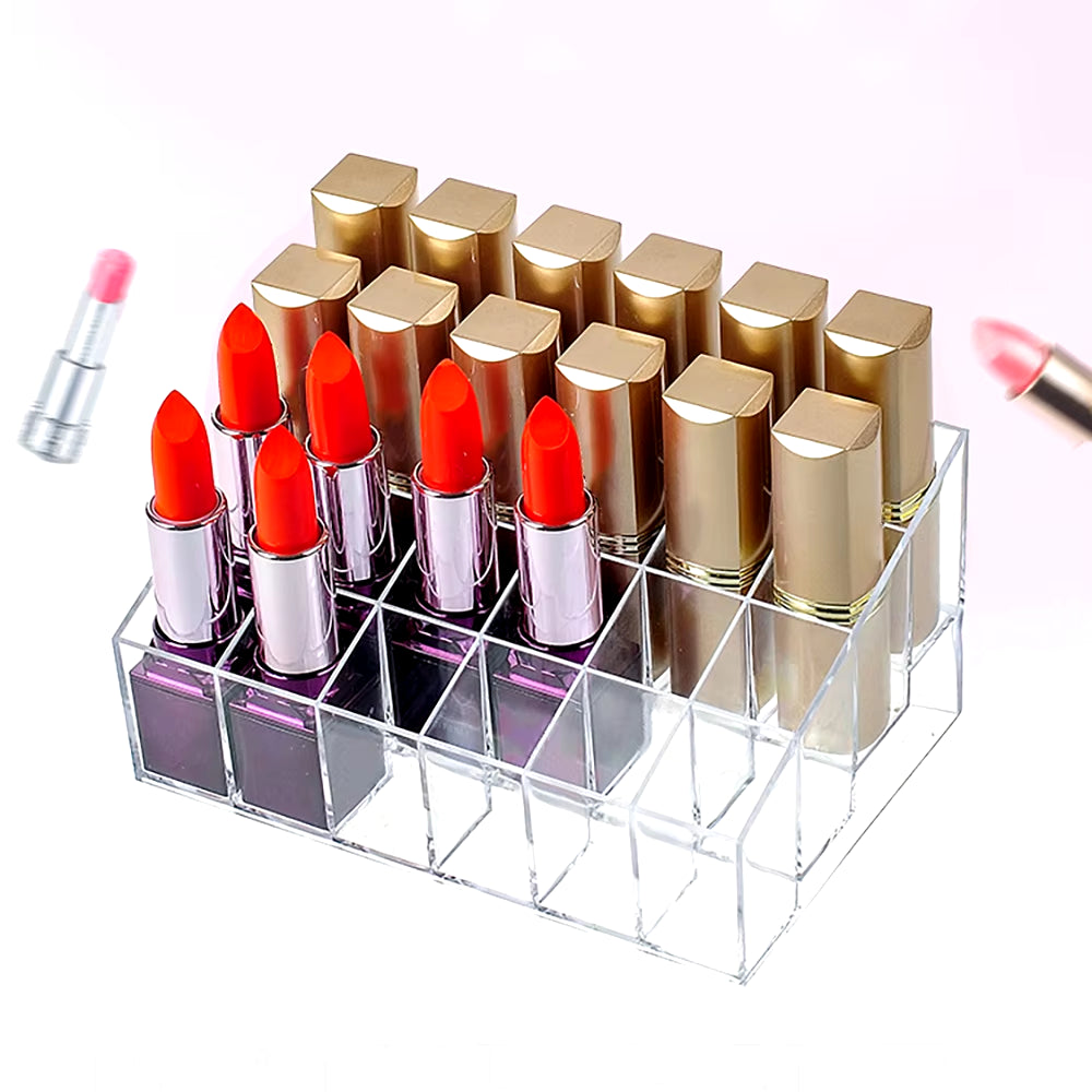 24 Lipstick Makeup Organizer Storage Display Cosmetic Stand Holder Rack