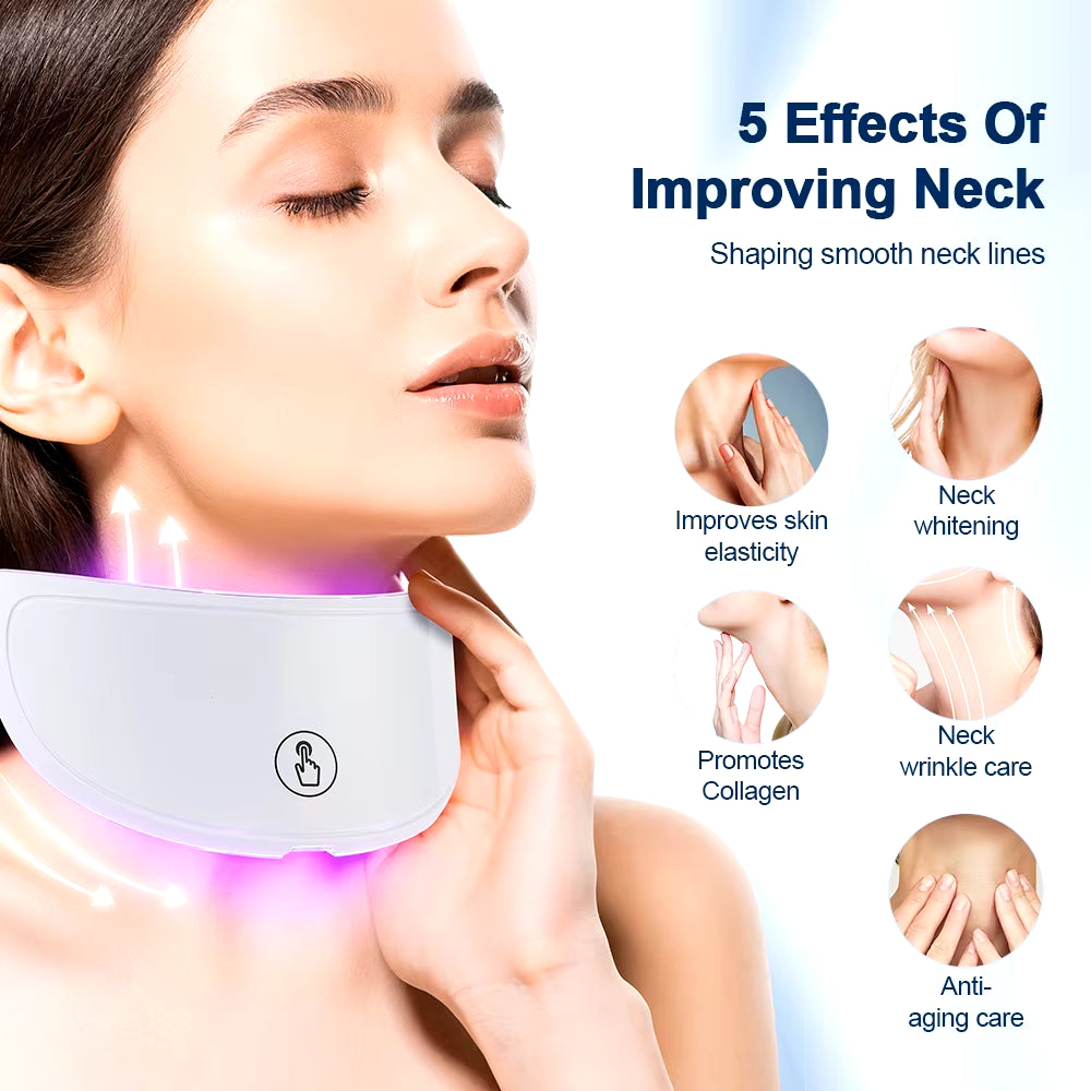 Neck LED Mask 7 Colors Photon Anti-Wrinkle Skin Brightening Neck Beauty Mask Skin Tightening Neck Wrinkle Remover Skin Care