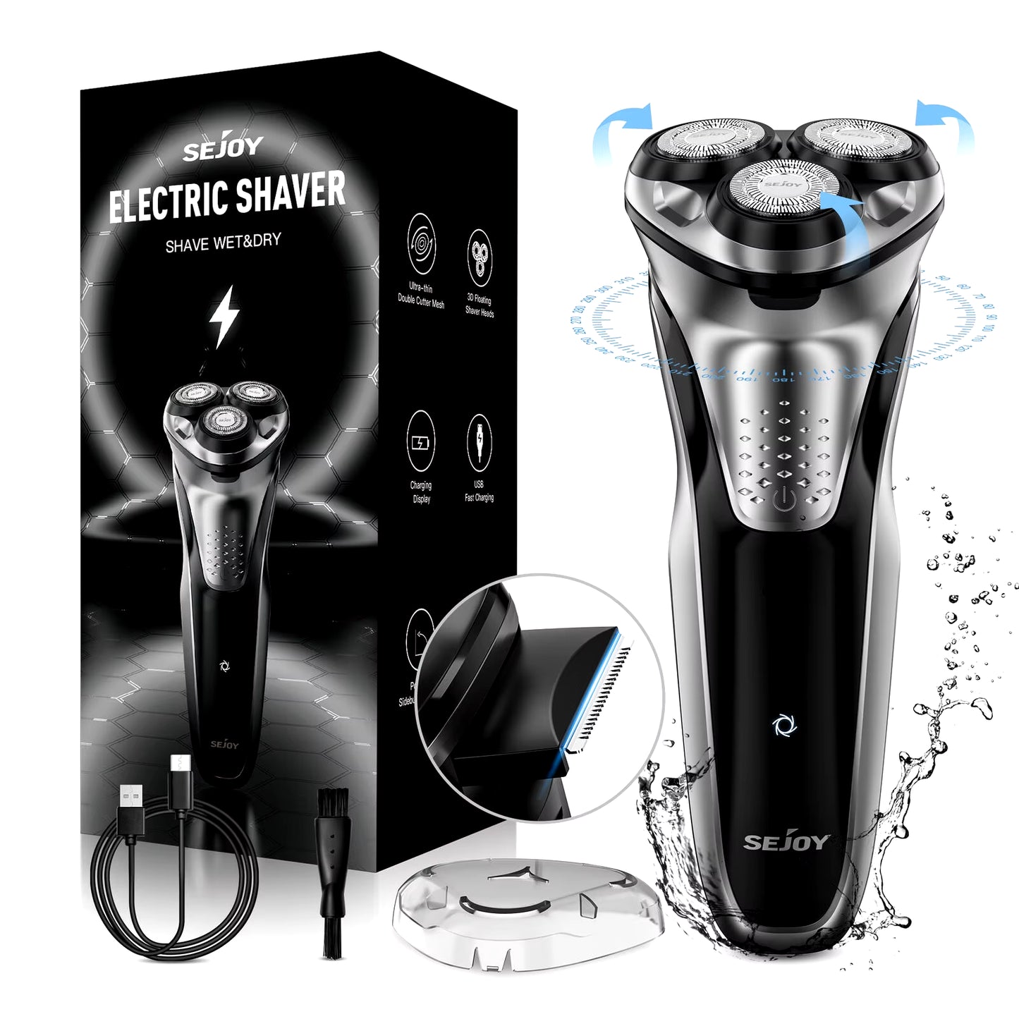 Electric Shaver for Men'S Electric Shaving Clipper Machine 3D Floating Wet Dry IPX7 Waterproof Beard Razor Beard Trimmer