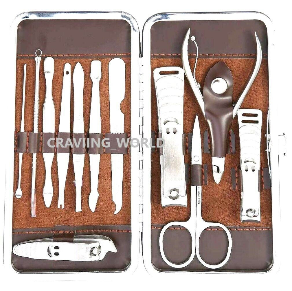 12 PIECE NAIL CARE CUTTER CUTICLE CLIPPER PEDICURE MANICURE KIT GIFT CASE SET